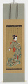 Beauty Dancing, Mihata Jōryō (Japanese, active 1830–1844), Hanging scroll; ink and color on silk, Japan